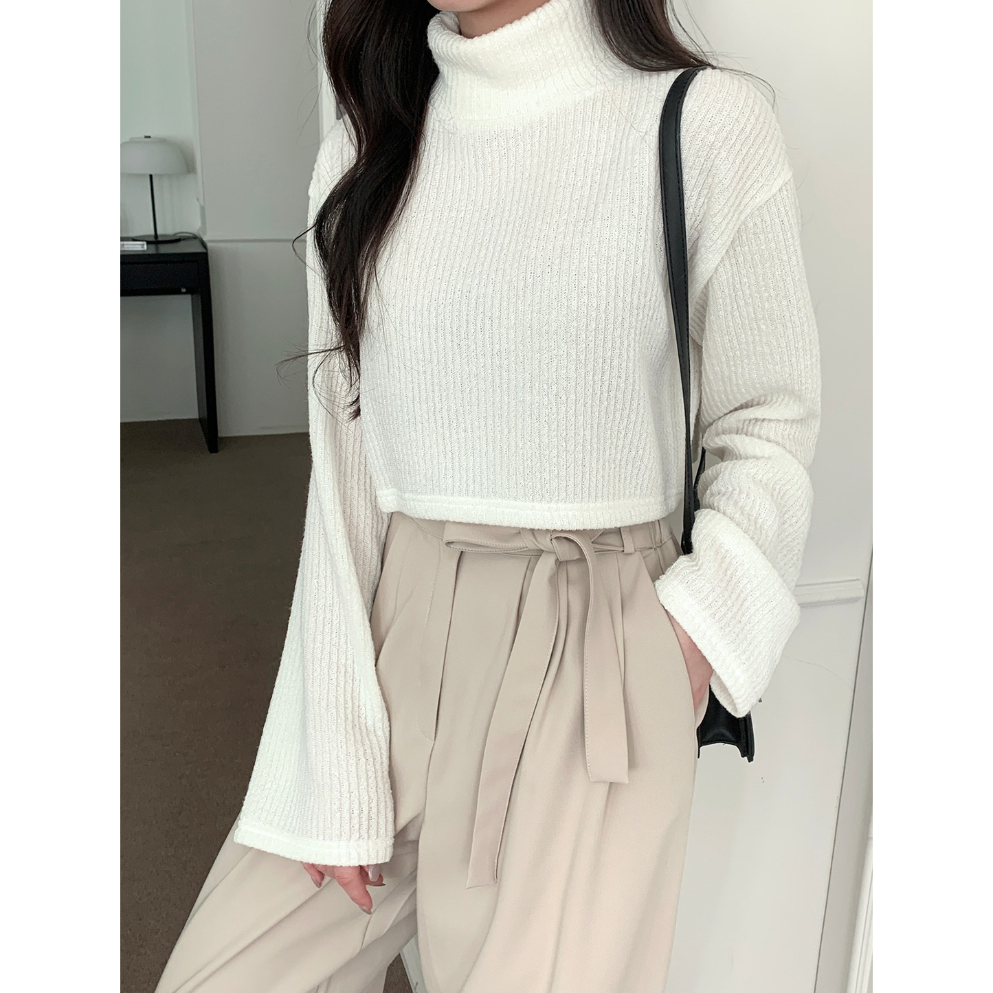 Turtleneck Crop T-Shirts