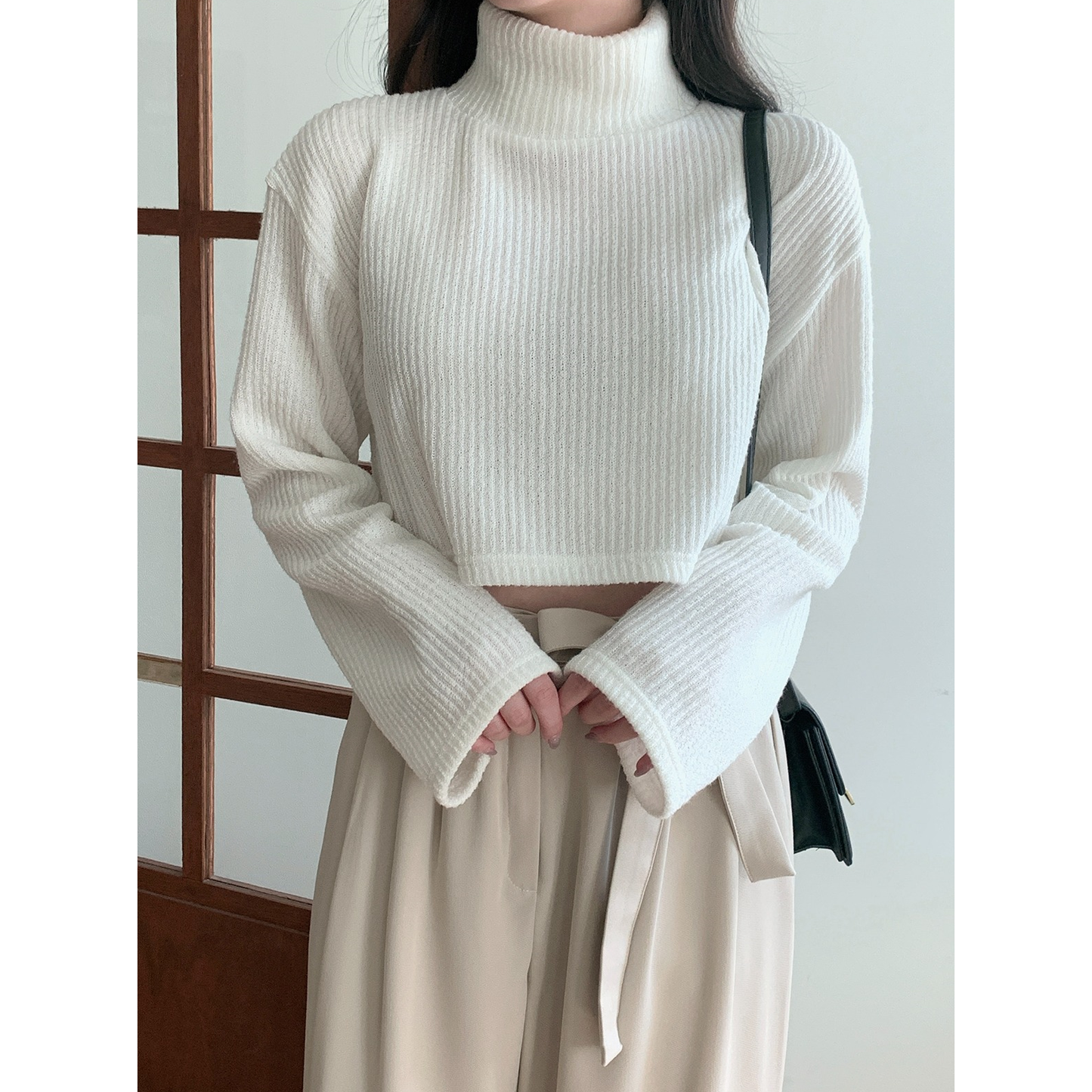 Turtleneck Crop T-Shirts
